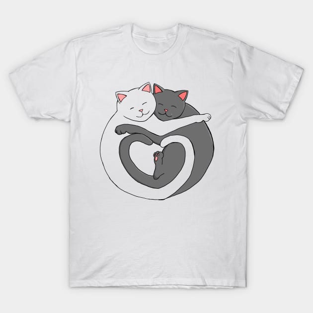 Valentine's Day Cat Heart White Design T-Shirt by xenotransplant